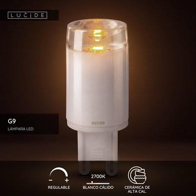 Lucide G9 - Lámpara led - Ø 2,1 cm - LED Regul. - G9 - 1x3W 2700K - Blanco